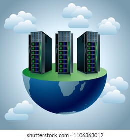 Vector drawn web server, Placed in the southern hemisphere.