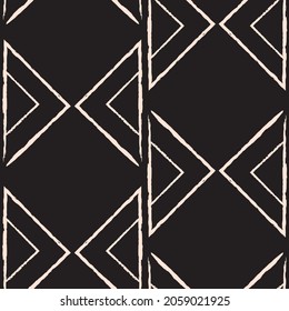 Vector drawn white triangles black repeat pattern
