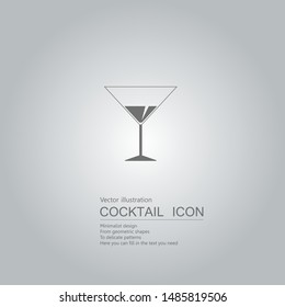 Vector drawn wine glass icon. The background is a gray gradient.