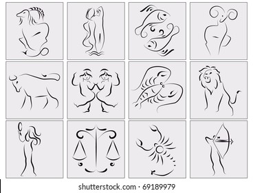 Vector drawn zodiac signs collection.