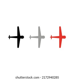 Vector drawning aircraft color black gray red flat style