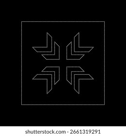 Flechas de dibujo de Vector, línea de puntos color blanco estilo plano