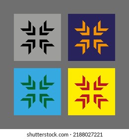 Flechas de dibujo de vectores, silueta de color logotipo de estilo plano