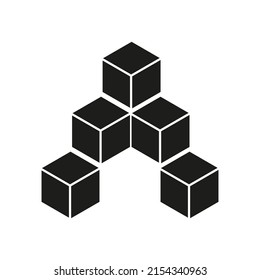 Vector drawning cube, color black flat style