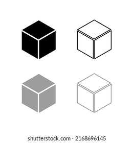 Vector drawning cube, color black and gray flat style