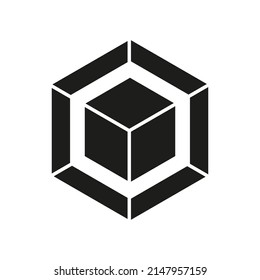 Vector drawning cube icon divided into sectors, color black flat style