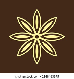 Vector drawning flower, brown color flat style 