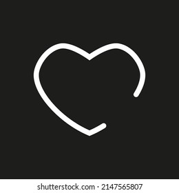 Vector drawning heart color white, flat style