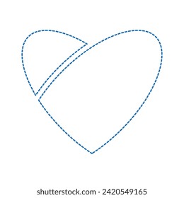 Vector drawning hearts dotted line color blue flat style