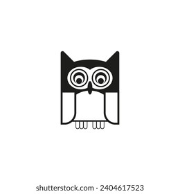 Vector drawning owl, flat style color black