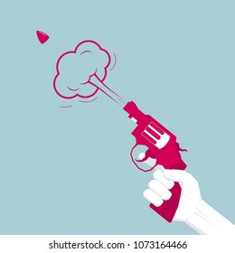 Vector drawning revolver,Pistol design concept.