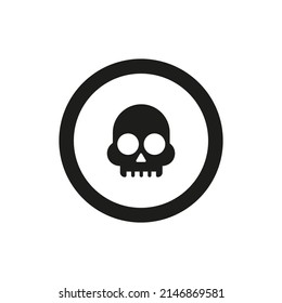 Vector drawning skull in circle color black, flat style 