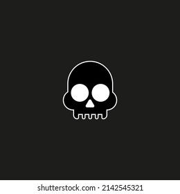 Vector drawning skull color black, flat style 