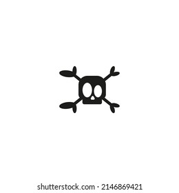 Vector drawning skull color black, flat style 
