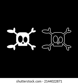 Vector drawning skull color white, flat style 