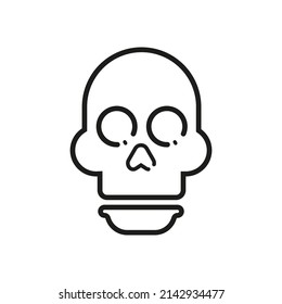 Vector drawning skull contour, flat style 