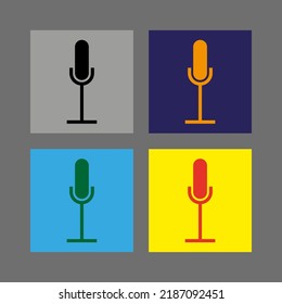 Vector drawning studio microphone, silhouette colorful flat style