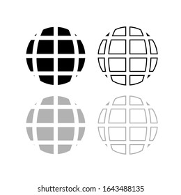 Vector drawving sphere, radians, silhouette and contour color black and gray