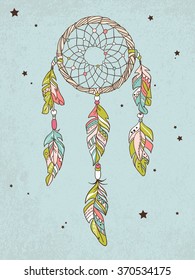 Vector Dream catcher Amulet. Ethnic illustration, tribal