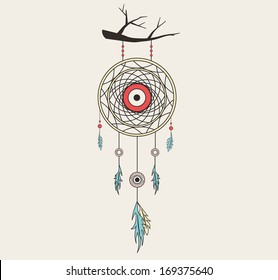 Vector dream catcher. Flat style.Dreamcatcher