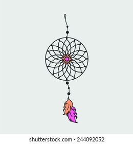Vector dream catcher. Flat style.Dreamcatcher