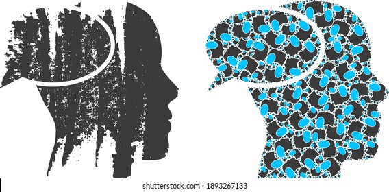 El fractal de nube de sueño vectorial se organiza con iconos de nube de sueño fractal repetidos. Icono de nube de sueño duro. Collage recursivo para la nube de sueños.
