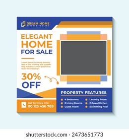 Vector dream home for sale real estate social media post template design