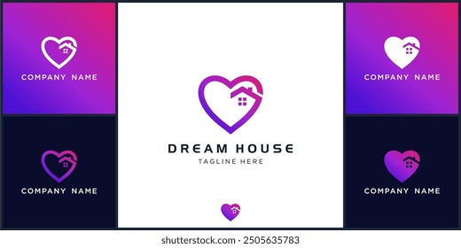 Vector of dream house logo template design, can be used in various media easily, editable