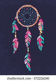 Vector Dreamcatcher Amulet. Ethnic illustration, tribal
