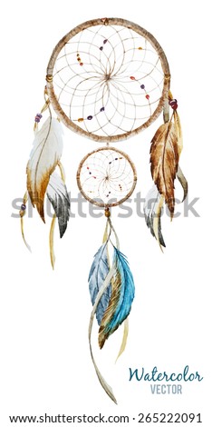 vector, Dreamcatcher, watercolor, boho, ethno
