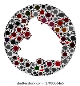Vector Drenthe Province map collage of SARS virus. Infection attacks the quarantine territory from out space. Hole round Drenthe Province map collage formed with infection items.