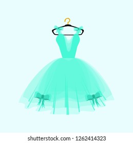 Vector of dress on hanger. Illustration on white background. Ball gown on hanger.