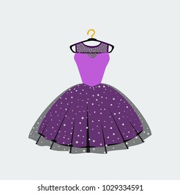 Vector of dress on hanger. Party dress. Illustration on White Background. Ball Gown on Hanger.