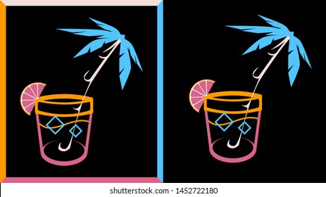 Vector of Drink glass with and without frame 