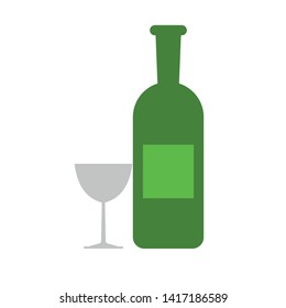 Vector Drink Icon - Alcohol sign. Drink symbol. Bottle with glass.