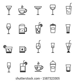 vector drink icons set black on white background - Shutterstock ID 1587323305