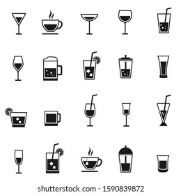 vector drink icons set black on white background