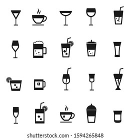vector drink icons set black on white background