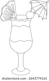 Ilustração de bebida vetorial, desenho de linha