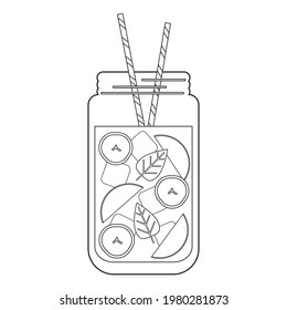 Vector drink illustration. Outline drawing of smoothie.