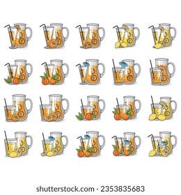 vector drink line icons set on white background