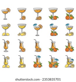 vector drink line icons set on white background