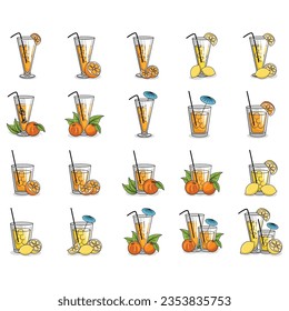 vector drink line icons set on white background