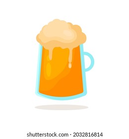 Vector drink for Oktoberfest in pub or bar during festival, full foam beer mug for traditional vintage pub. vector illustration of a beer cup.