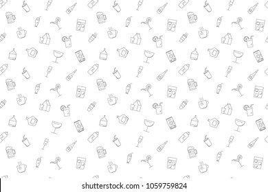 Vector drink pattern. Drink seamless background