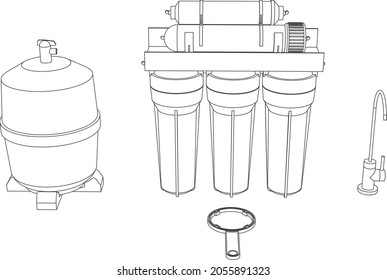Vector drink water filter, reverse osmosis home system front view