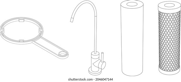 Vector drink water filter, wrench faucet and cartridges