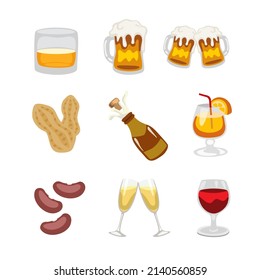 vector drinks beer wine champagne peas