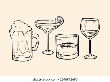 Vector drinks drawings