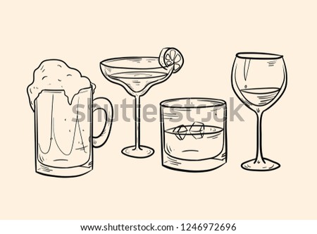 vector drinks drawings stock